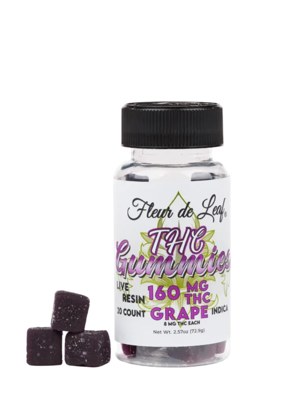 THC Live Resin Indica Grape Gummies 8mg (160mg Total)