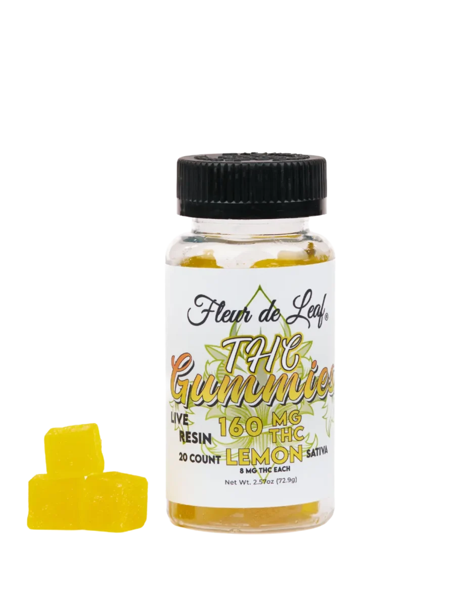 THC Live Resin Sativa Lemon Gummies 8mg (160mg Total) 1 THC Live Resin Sativa Lemon Gummies 8mg (160mg Total)