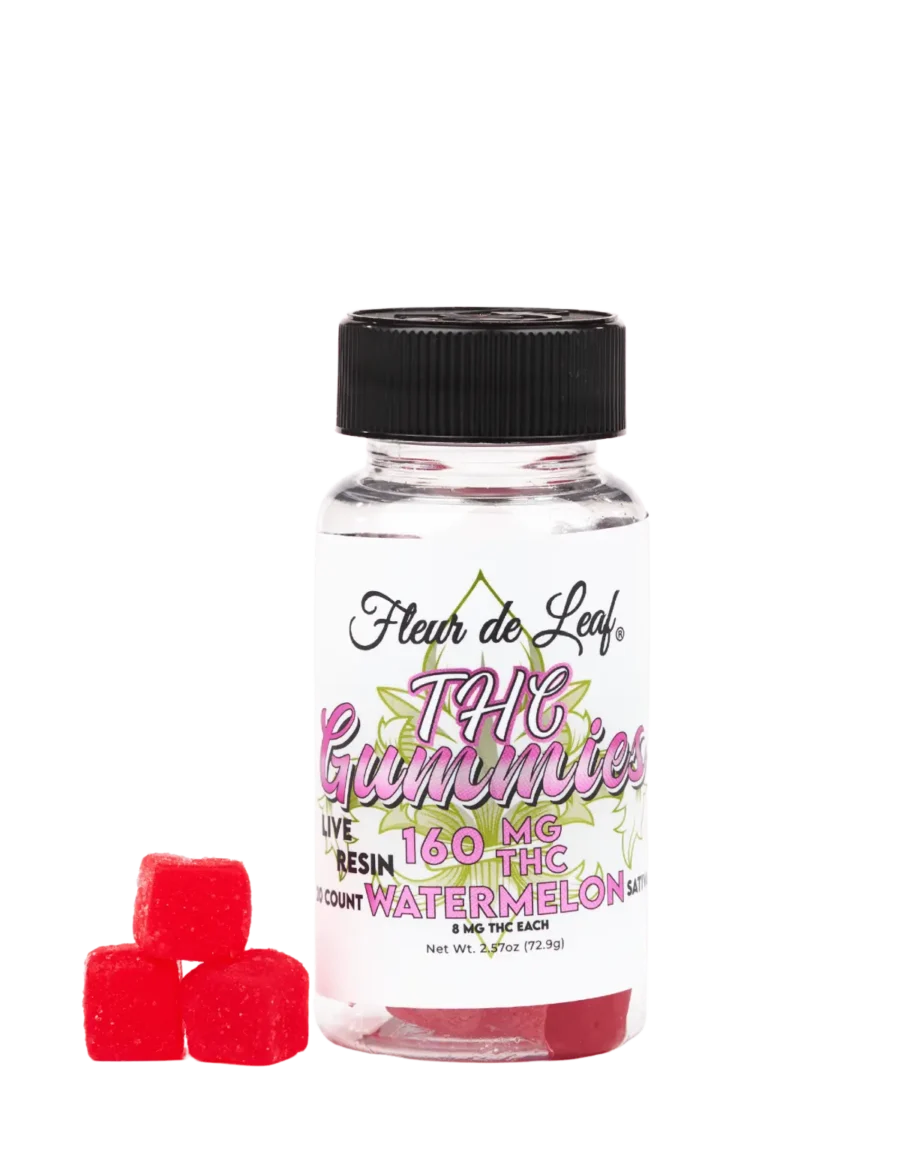 THC Live Resin Sativa Watermelon Gummies 8mg (160mg Total) 1 THC Live Resin Sativa Watermelon Gummies 8mg (160mg Total)